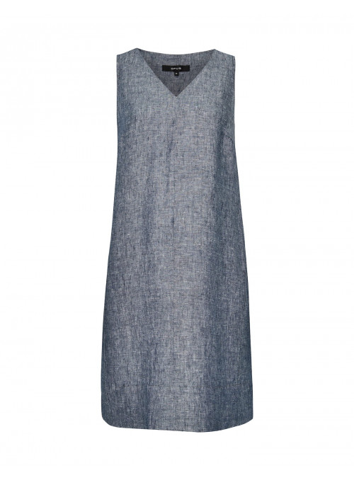 Sleeveless linen v-neck dress