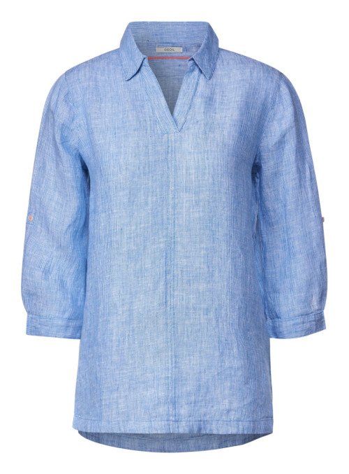 LINEN_V-neck Long Blouse strip