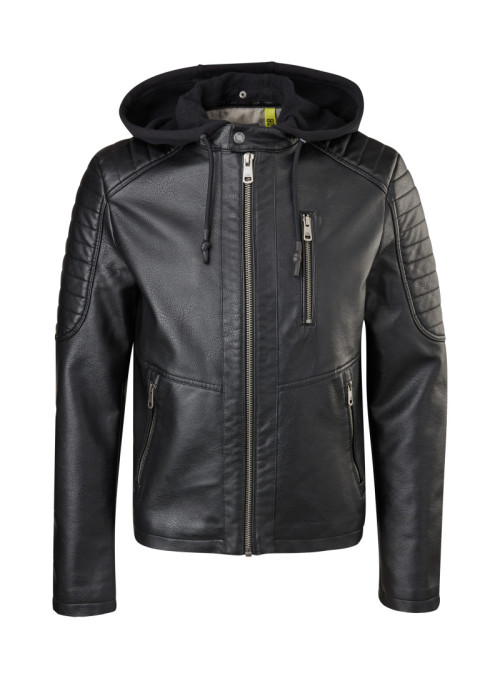 Faux leather jacket with...