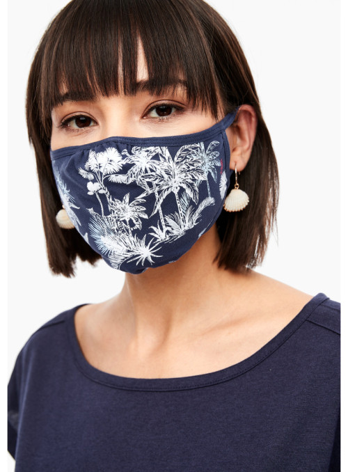 Face mask with tropical print