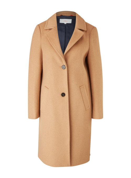 Woll blend coat with lapel...
