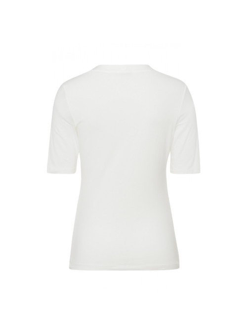 T-shirt with rounded V-neck