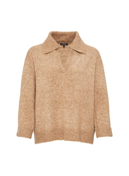 Sweater with wide polo...