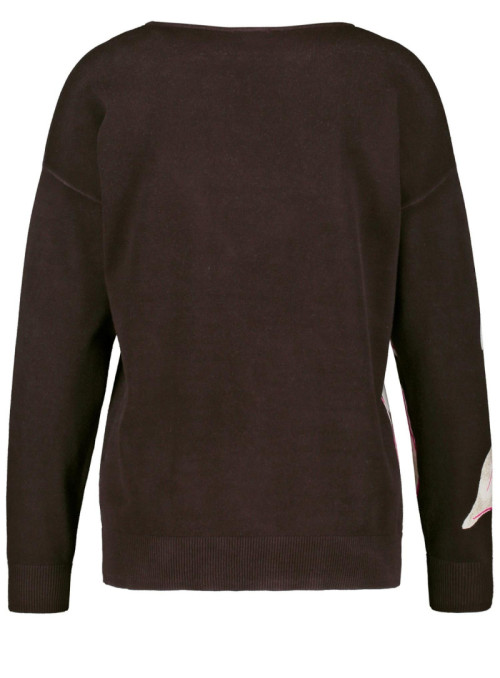 Knit sweater with floral print
