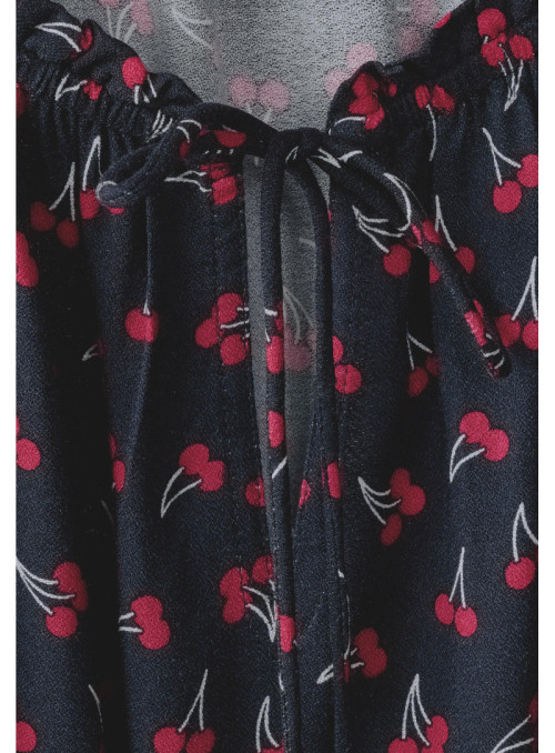 Cherryprint Blouse w Rib Cuff