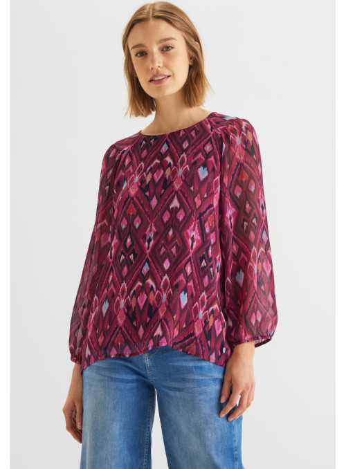 Printed raglan chiffon blouse