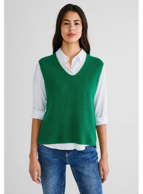 LTD QR sleeveless sweater v-ne