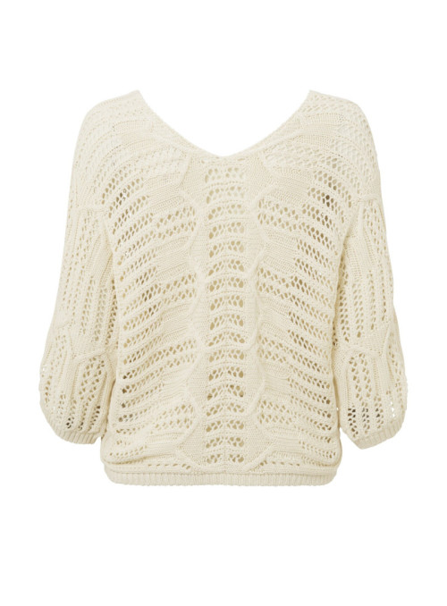 Knitted sweater with V-neck