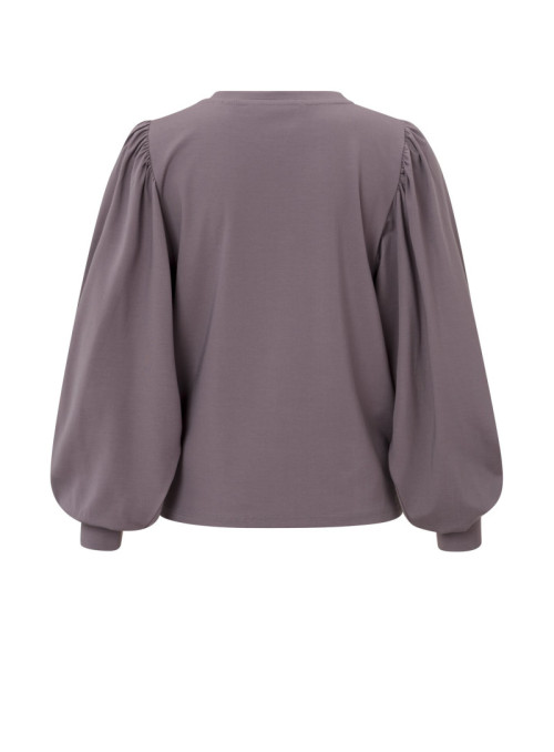 Boatneck top with puff sleeve