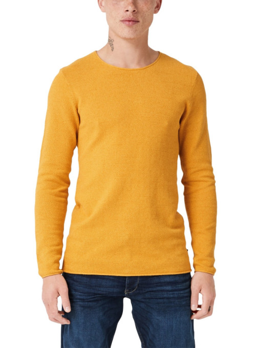 Knitted sweater with round...