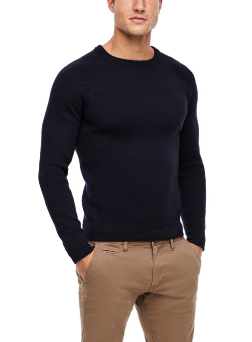 Knitted sweater with round...