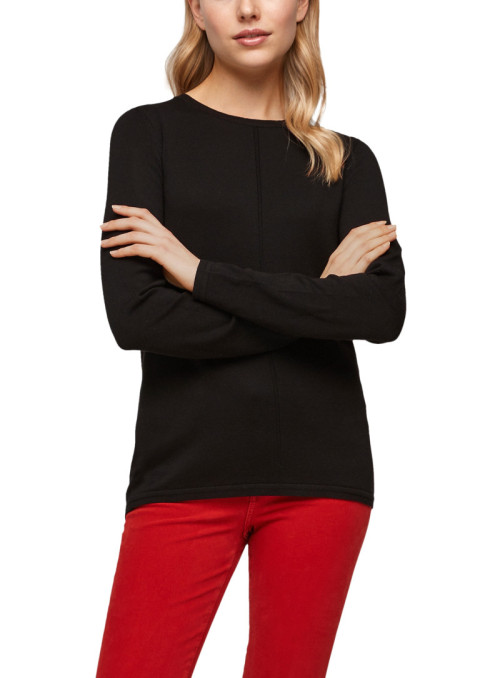 Fine knit jumper with round...