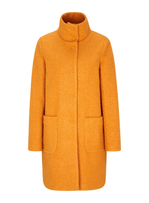 Bouclé coat with stand up...