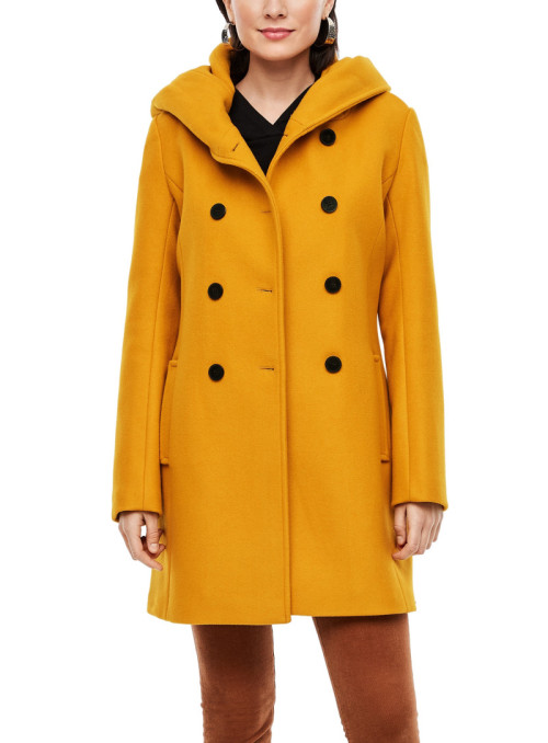 Coat with hood and double...