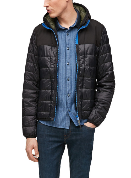 Material mix quilted jacket