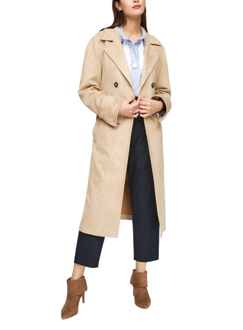 Velour look trench coat