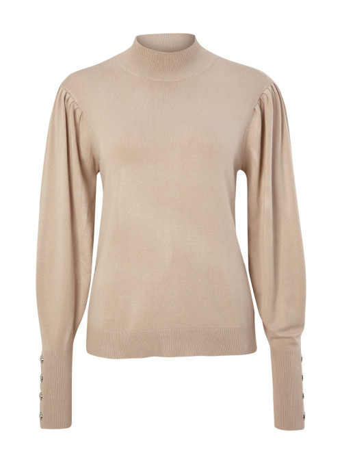 Knit sweater with puff sleeves