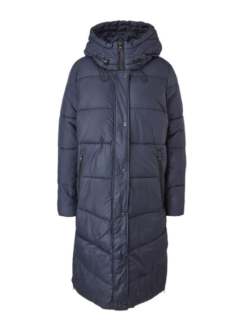 Long quilted coat with hood