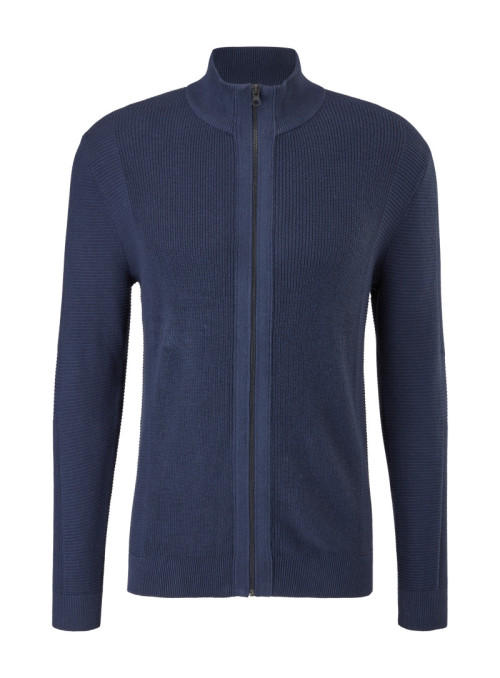 Gerippte Strickjacke mit...