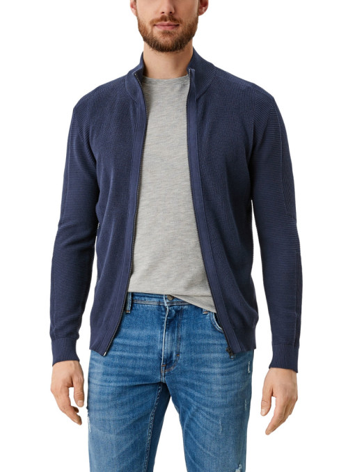 Ribbed cardigan with zipper