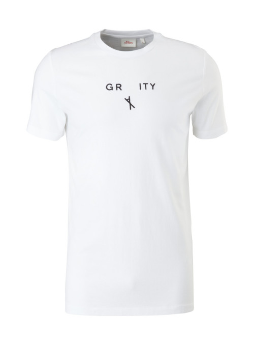 T-shirt with printed lettering