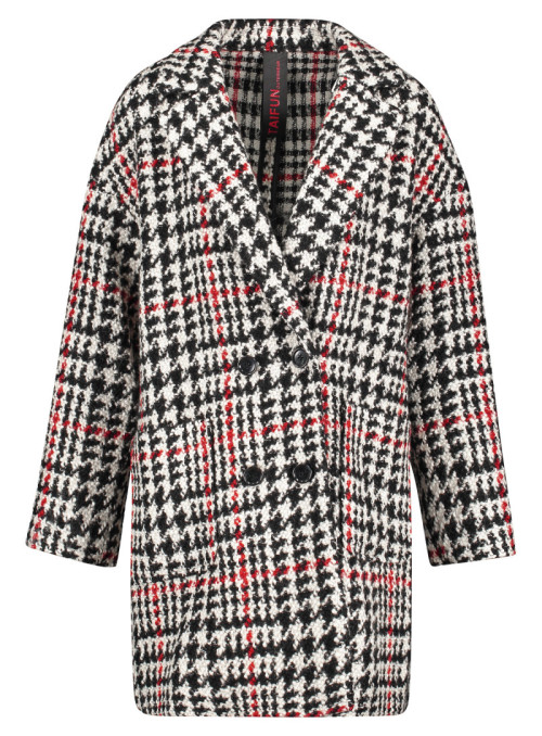 Coat with check pattern
