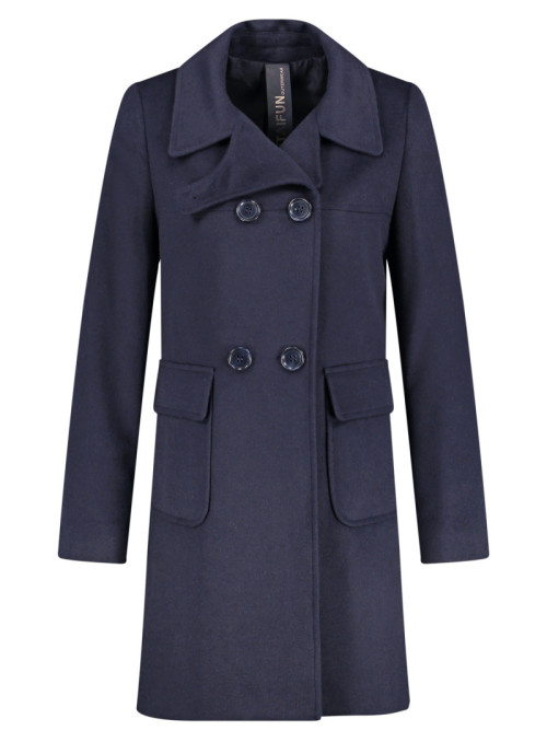 Wool coat with revers collar