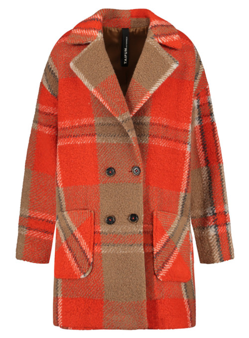 Wool coat with check pattern