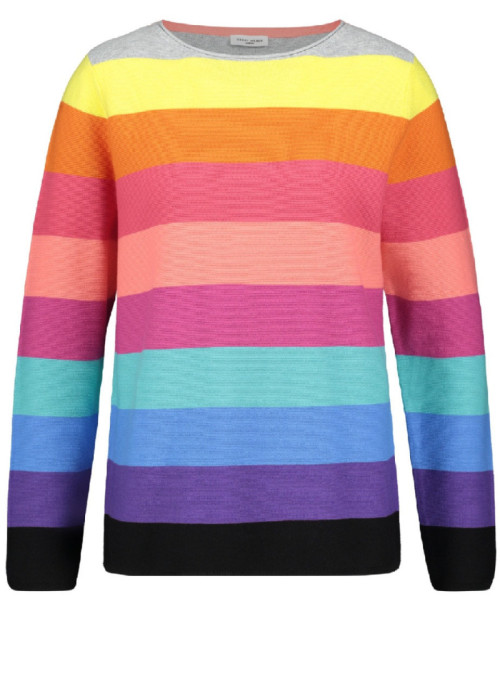 Sweater with rainbow stripes