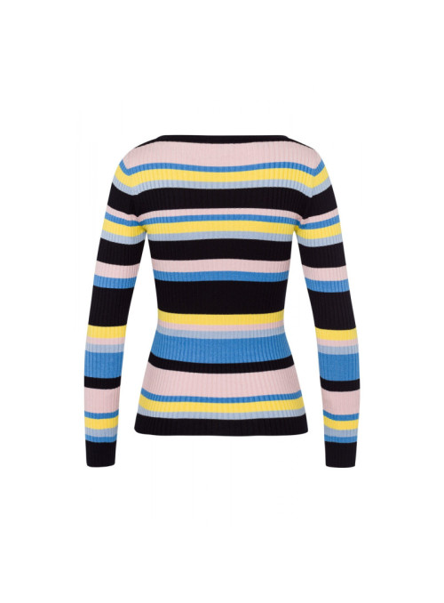 Ribbed sweater with stripe...