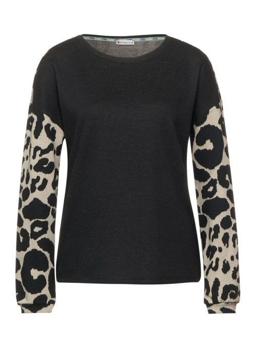 Sweater with Leo Print Sleeves