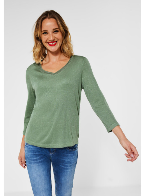 shiny v-neck shirt
