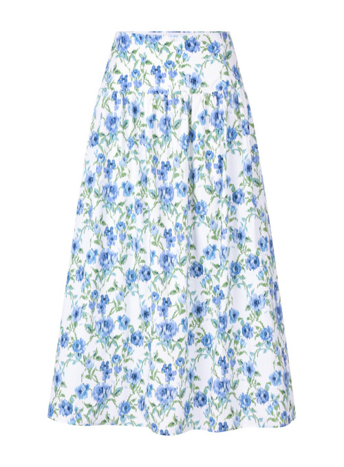Printed cotton midi skirt