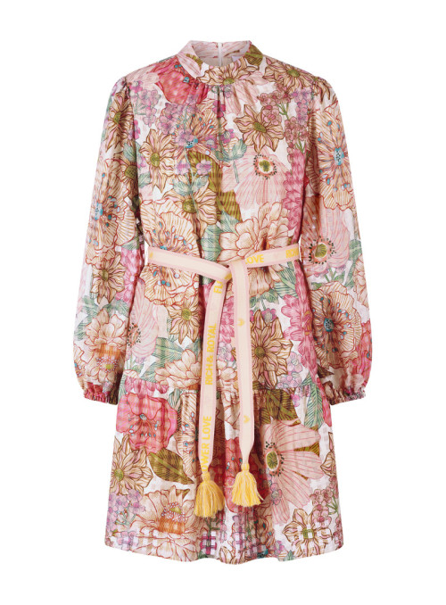 Printed midi dress with belt