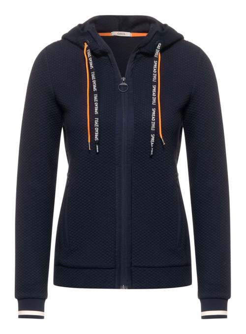 Sweat jacket with hood and...