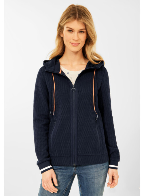 Sweat jacket with hood and...