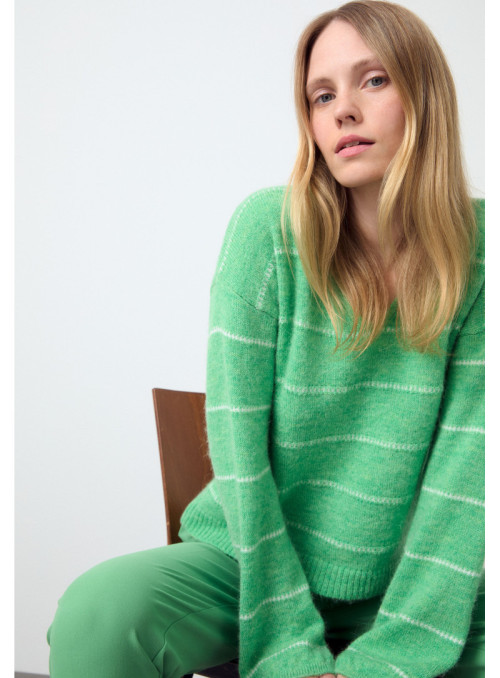 V-Neck Pullover with Stripes