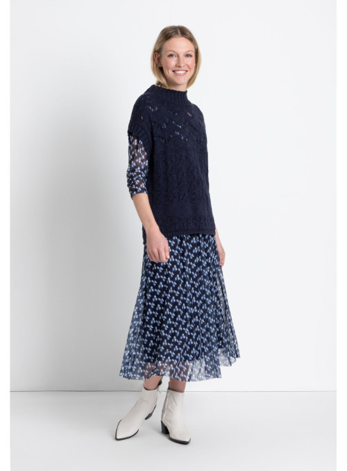 Printed Mesh-Dress with 3/4...