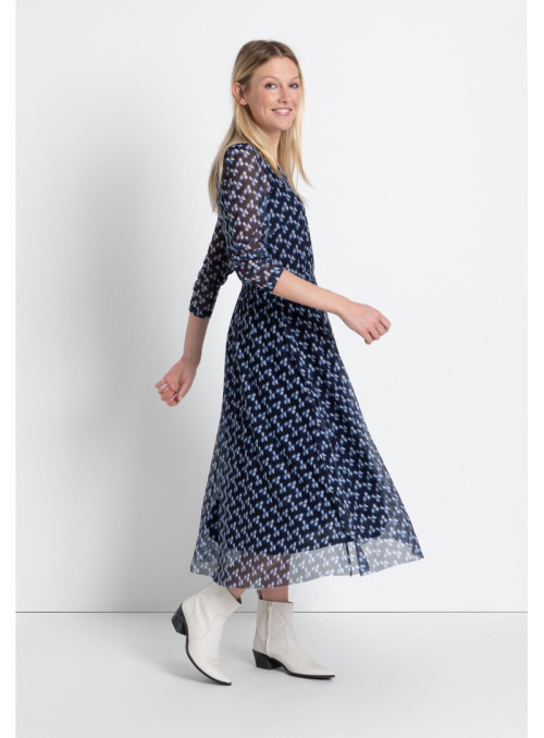 Printed Mesh-Dress with 3/4...