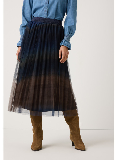 Printed Pleated Mesh-Skirt