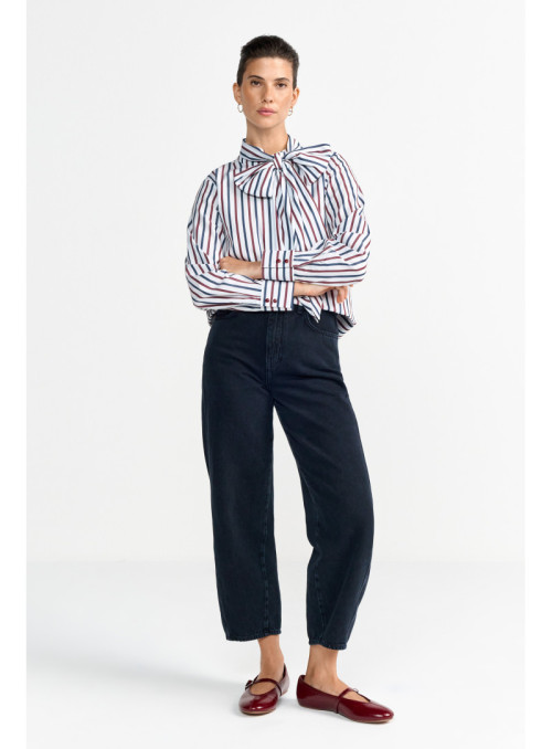 Striped Blouse with Bow