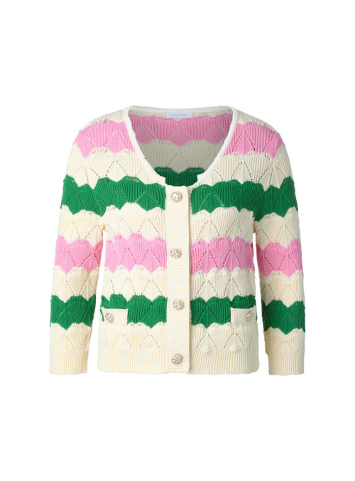 Striped cardigan with white...