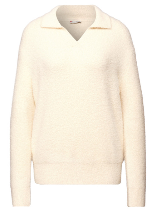 fluffy yarn polo sweater