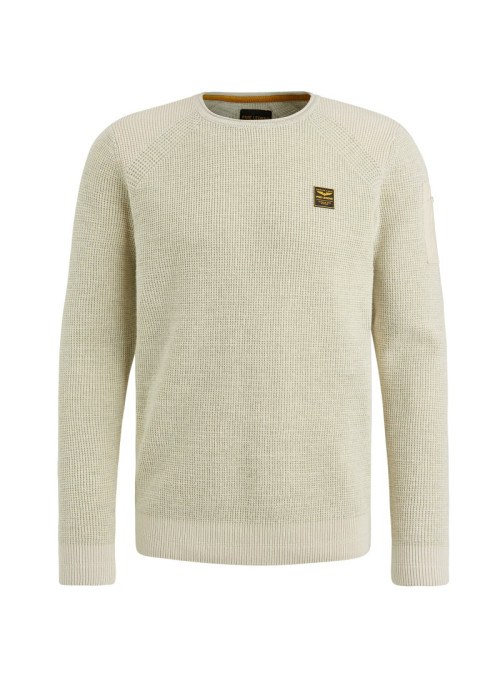 R-neck cotton rib melee knit
