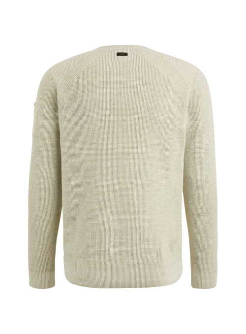 R-neck cotton rib melee knit